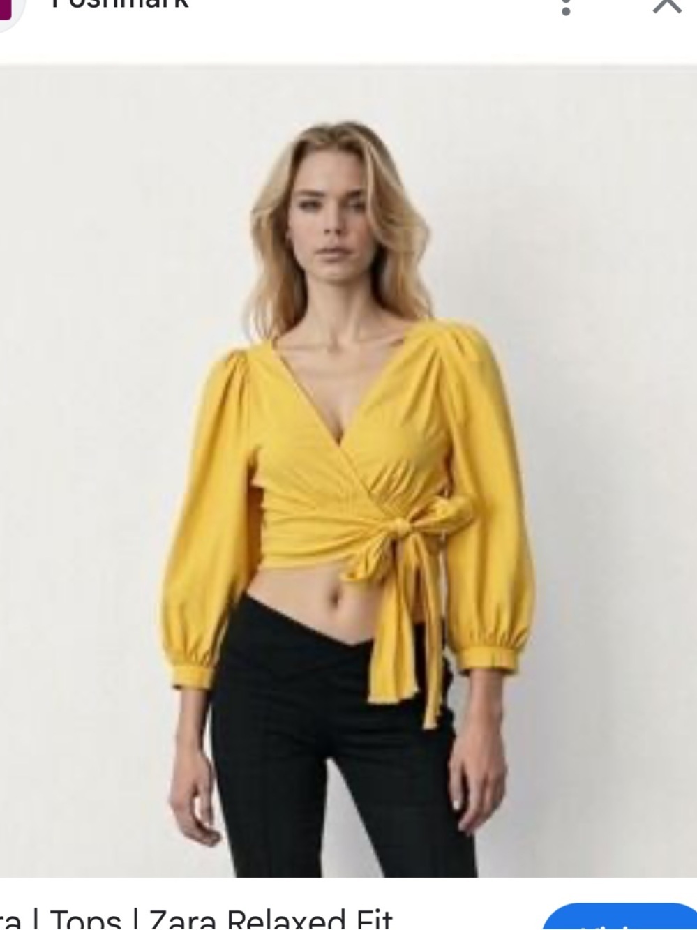 Zara Yellow Wrap Tie Cropped Top S